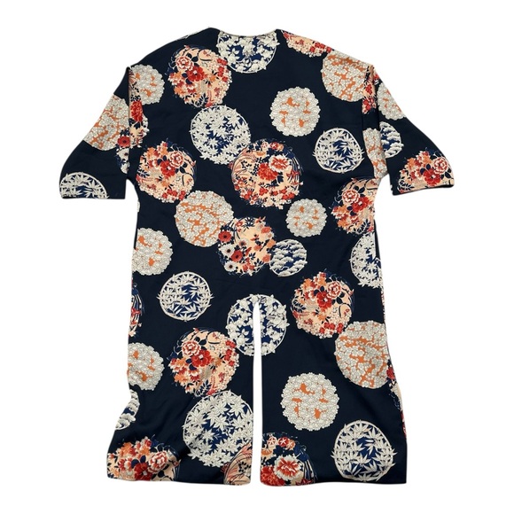 Zara TRF Outwear Navy Blue Floral Kimono Cardigan Jacket - Size S/M - Picture 4 of 4